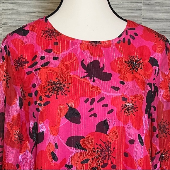 Dusty Daze Swing Dress Long Sleeve Fringe Cuffs Belt Festival Pink Red Boho Sz S - Picture 4 of 8